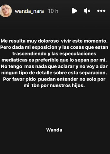Wanda Nara separada de Mauro Icardi